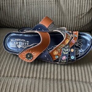 Spring Step L'Artiste Navy and Brown Sandals